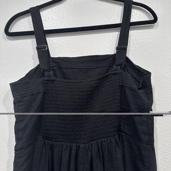 Old Navy Black Utility Romper Womens Size Medium Linen Blend Boho Pockets - Picture 5 of 7